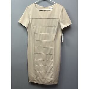 Sandra Darren Womens 12 Sheath Dress Tan Beige Textured‎ Career Office NEW
